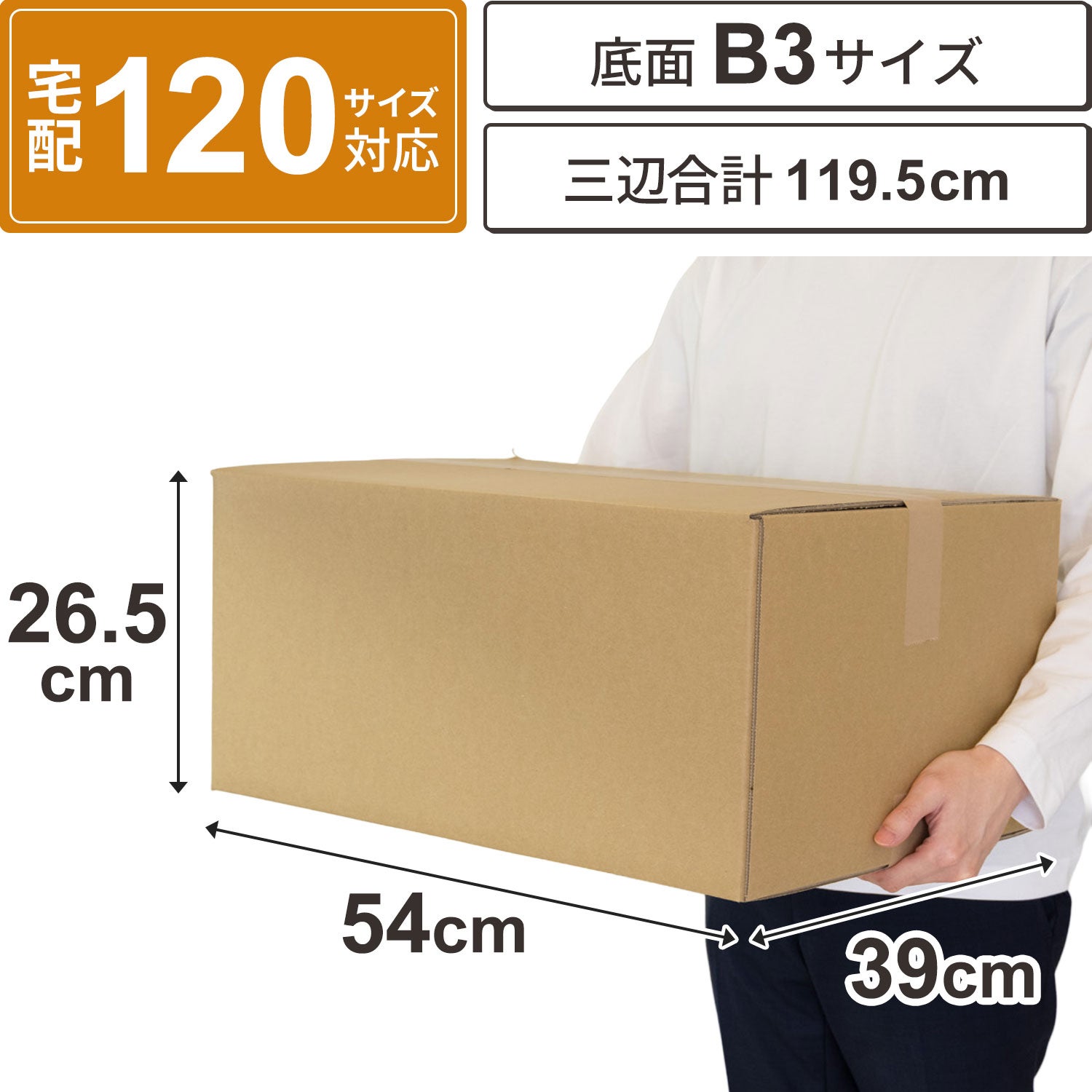宅配120サイズ】底面B3サイズダンボール箱 [54×39×26.5cm] | ボックス